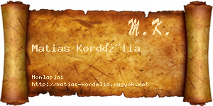 Matias Kordélia névjegykártya